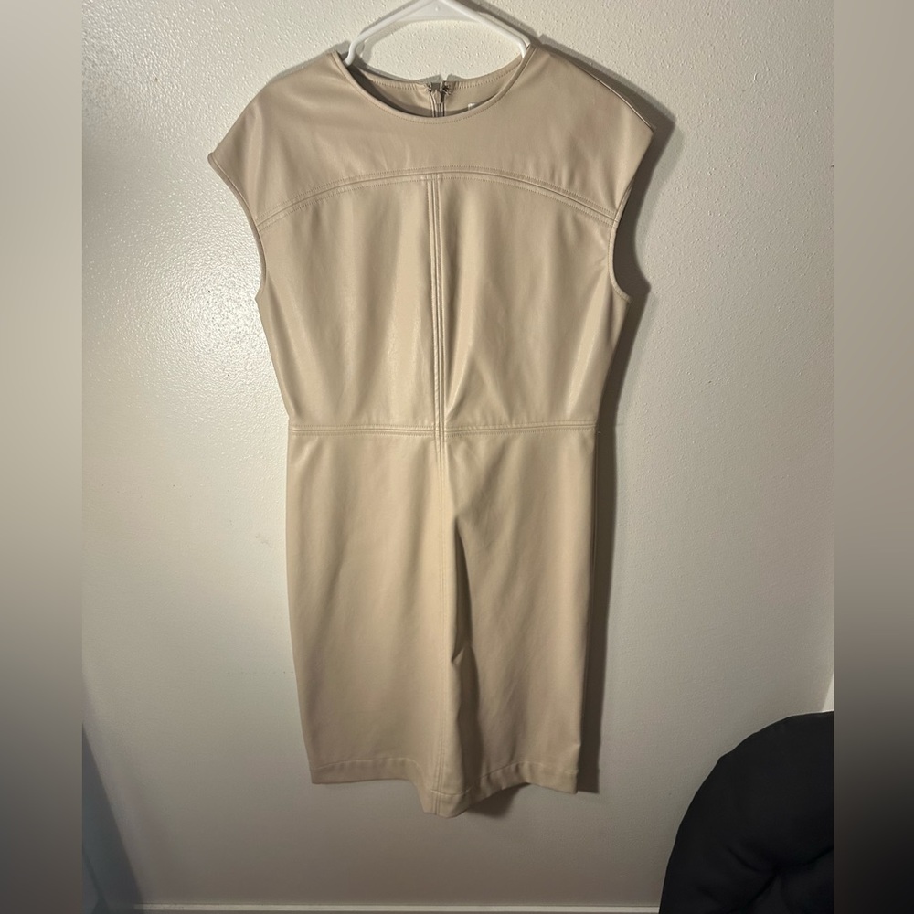 Small work dress that is fake leather material